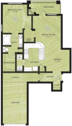 1 Bedroom 1 Bathroom Floor Plan