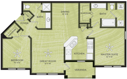 2 Bedroom 2 Bathroom Floor Plan