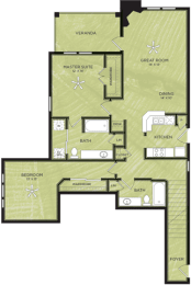 2 Bedroom 2 Bathroom Floor Plan