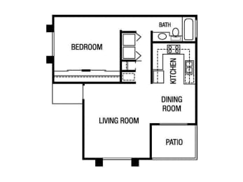 1 bedroom floor plan | River Oaks Apartments in Oceanside, CA