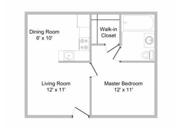 Floor Plan  1 Bedroom