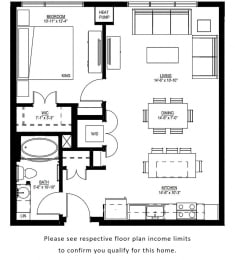 1500 Nicollet_1 Bedroom Floor Plan  at 1500 Nicollet, Minneapolis, MN, 55403