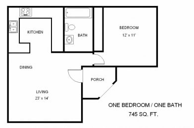 Dominium_Cottages of White Bear_1 Bedroom Floor Plan