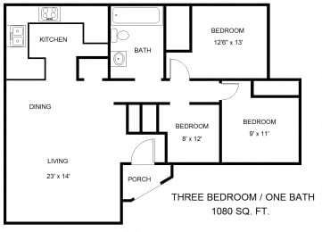Dominium_Cottages of White Bear_3 Bedroom Floor Plan