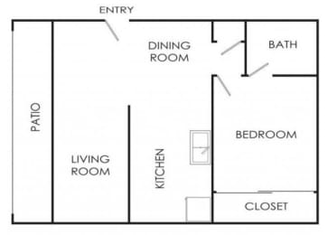 Floor Plan  1 Bed - 1 Bath