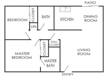 Floor Plan  2 Bed - 2 Bath