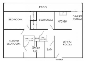 Floor Plan  3 Bed - 2 Bath
