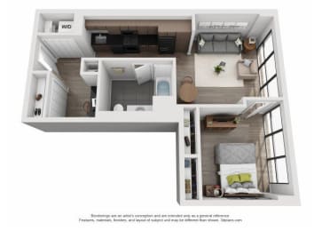  Floor Plan 14 - One Bedroom + Den