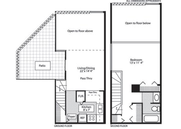 1  Bed   1  Bath   775 Sq. Ft. Willow Floorplan at Williams Reserve, Palatine, IL