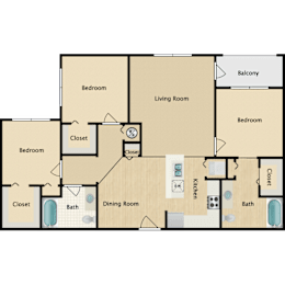 3 Floor Plan at Riversong Apartment Homes, Florida, 34205