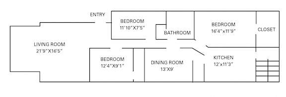  Floor Plan 3 Bedroom - 1.5 Bathroom