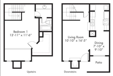 A5 - 1 bedroom 1 bath Floor Plan at Aviare Place, Midland, Texas