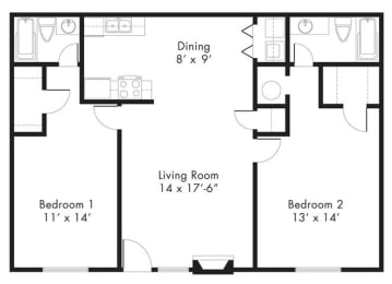 B2 - 2 bedroom 2 bath Floor Plan at Aviare Place, Midland