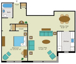 1 bedroom 1 bathroom G Floorplan at Quebec House, Washington, DC, 20008