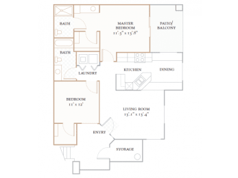  Floor Plan MONACO - 1,125 SQUARE FEET