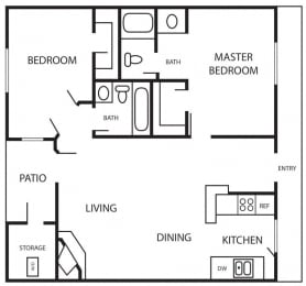 2 Bed 2 Bath Floor Plan at Stonebridge, Arizona
