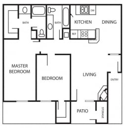 2 Bedroom 2 Bathroom Floor Plan at Stonebridge, Phoenix
