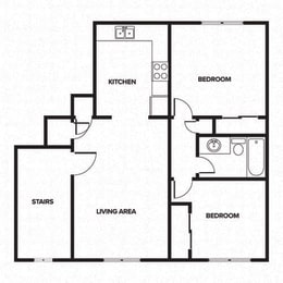 Floor Plan 2 bedroom, 1 bath