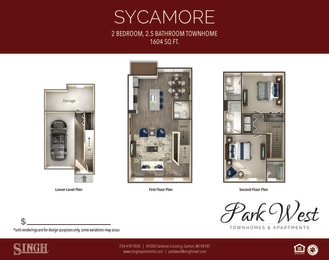 Sycamore  Floor Plan at Park West, Canton