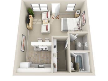  Floor Plan Studio 1 Bath