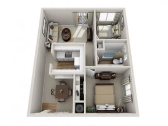  Floor Plan 2 Bed 1 Bath
