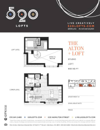 Alton Loft Floor Plan at 520 Lofts, Allentown, PA