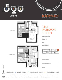 Parkway Loft Floor Plan at 520 Lofts, Allentown, PA