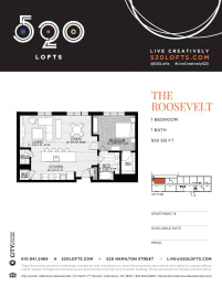 Roosevelt Floor Plan at 520 Lofts, Allentown, Pennsylvania