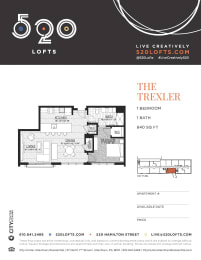 Trexler Floor Plan at 520 Lofts, Pennsylvania 18101