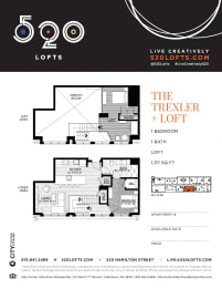 Trexler Loft Floor Plan at 520 Lofts, Pennsylvania