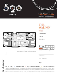 Walden B Floor Plan at 520 Lofts, Allentown, PA 18101