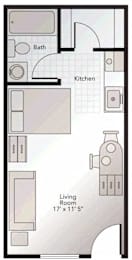 Studio 1 bath Floor Plan at Springburne at Polaris Apartments in Columbus, Ohio 43235