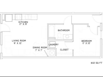 Floor Plan  1 Bedroom