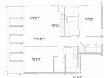 Floor Plan  Two Bedrooms