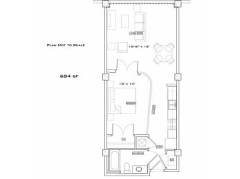 Floor Plan  One Bedroom Loft