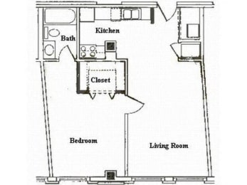 Floor Plan  1 Bedroom Apartment