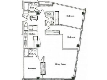 Floor Plan  3 Bedroom Apartment