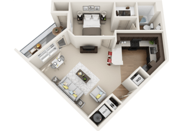 3d 1 bedroom floor plan | The Tribute Apartments in Raleigh, NC