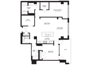  Floor Plan 2 Bed 2 Bath with Den
