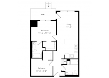  Floor Plan 2 Bedroom EE