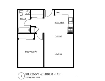  Floor Plan One Bedroom 1AH