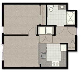 One Bedroom B10 FloorPlan 654 Sq.Ft. at The Corydon, Washington