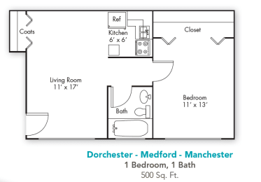 Floor Plan  One Bedroom One Bath