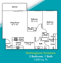Floor Plan  Two Bedroom One Bath