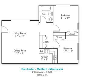 Floor Plan  Two Bedroom One Bath