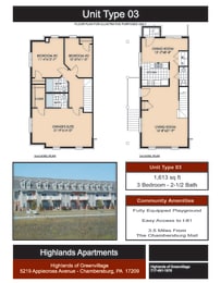 3 Bed 2.5 Bath Floor Plan at Highlands of Greenvillage*, Pennsylvania, 17202