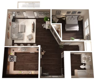 Imperial Apartments in Santa Ana, CA. 1 Bedroom & 1 Bathroom Apartment Floor Plan