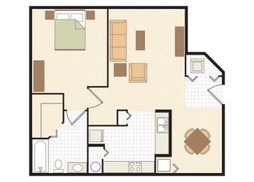 One Bedroom One Bathroom Floor Plan 674 Square Feet