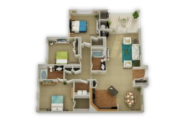 Legend Floorplan 3 Bedroom 2 Bath 1517 Total Sq Ft at Legends at Charleston Park Apartments, North Charleston, SC, 29420