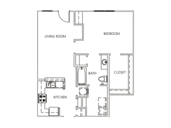 1 Bedroom 1 Bath 753 Sq.Ft. Emeril Floor Plan at The Orleans of Decatur, Decatur, Georgia